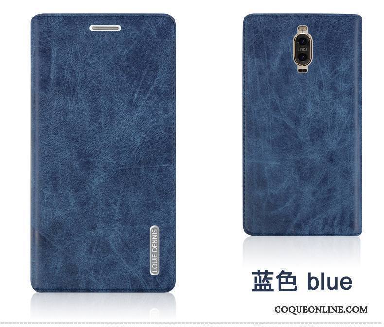Huawei Mate 9 Pro Incassable Protection Clamshell Étui En Cuir Bleu Marin Téléphone Portable Coque