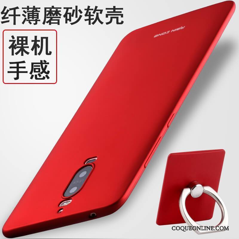 Huawei Mate 9 Pro Protection Anneau Rouge Fluide Doux Coque De Téléphone Étui Silicone