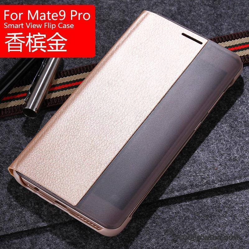 Huawei Mate 9 Pro Protection Étui En Cuir Clamshell Coque De Téléphone Or