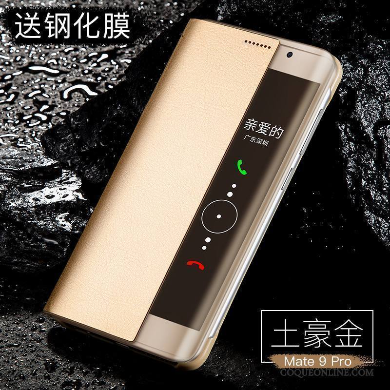 Huawei Mate 9 Pro Protection Étui Étui En Cuir Tout Compris Coque De Téléphone Clamshell Or