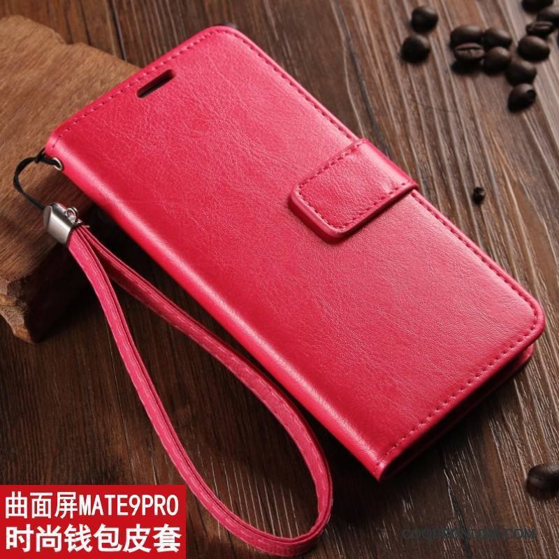 Huawei Mate 9 Pro Étui Fluide Doux Coque De Téléphone Clamshell Silicone Rouge Étui En Cuir