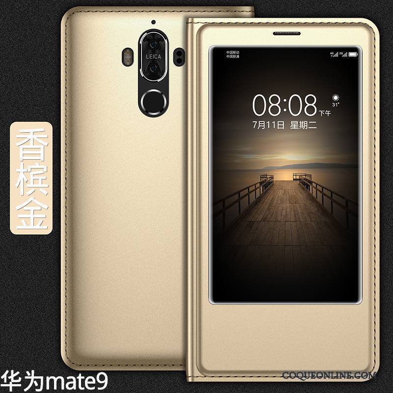 Huawei Mate 9 Tout Compris Étui En Cuir Housse Incassable Protection Rouge Coque De Téléphone