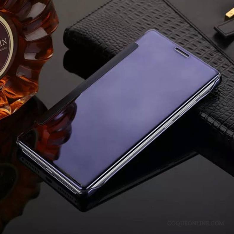 Huawei Mate 9 Étui Coque Étui En Cuir Bleu Miroir Clamshell De Téléphone