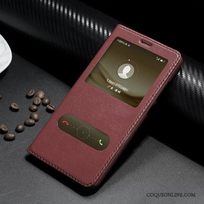 Huawei Mate 9 Étui Protection Cuir Véritable Housse Coque De Téléphone Étui En Cuir Noir