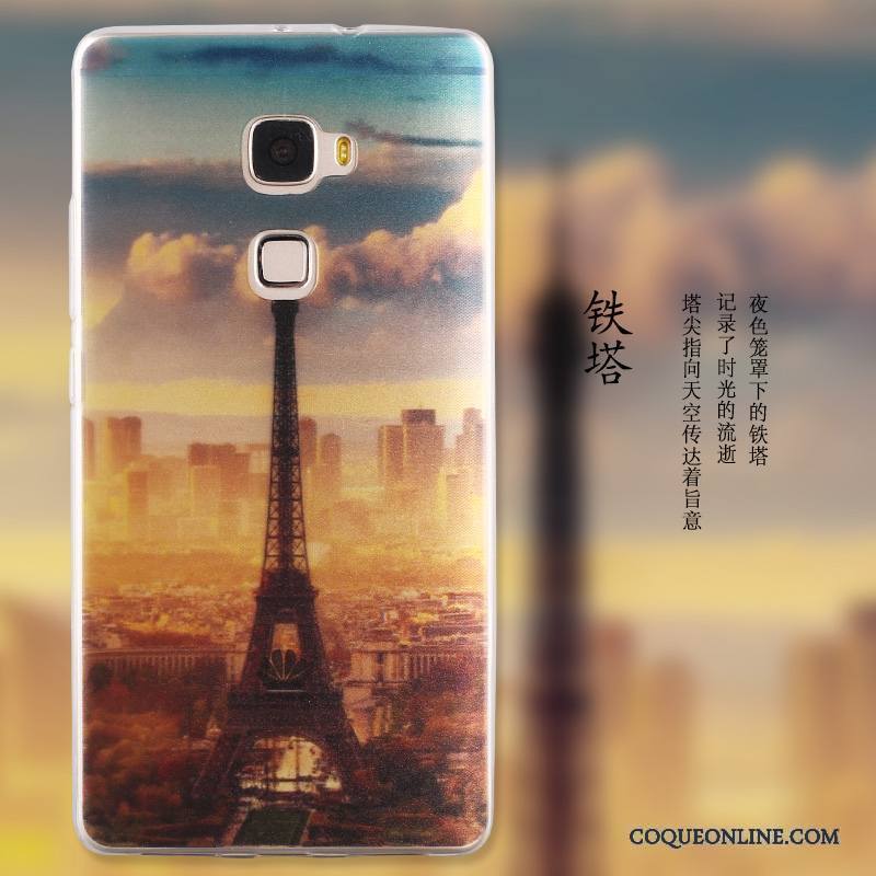 Huawei Mate S Dessin Animé Paysage Peinture Protection Étui Bleu Coque