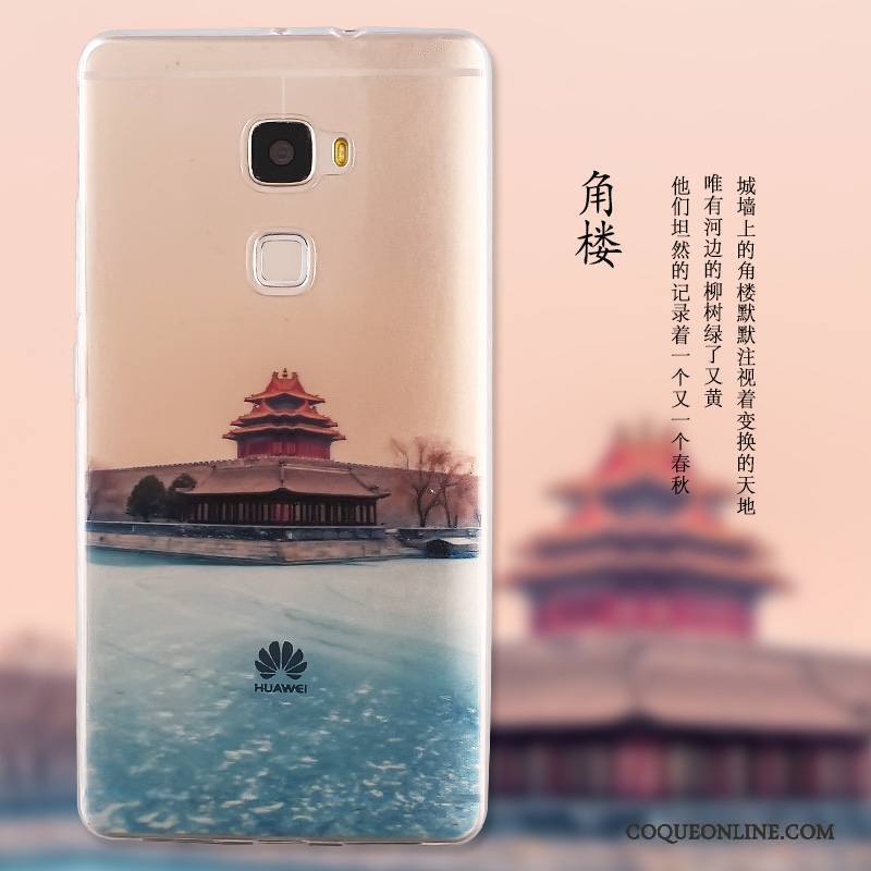 Huawei Mate S Dessin Animé Paysage Peinture Protection Étui Bleu Coque