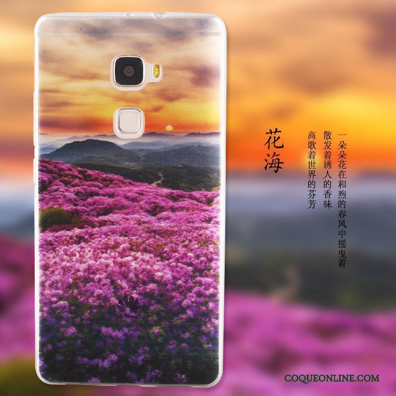 Huawei Mate S Dessin Animé Paysage Peinture Protection Étui Bleu Coque