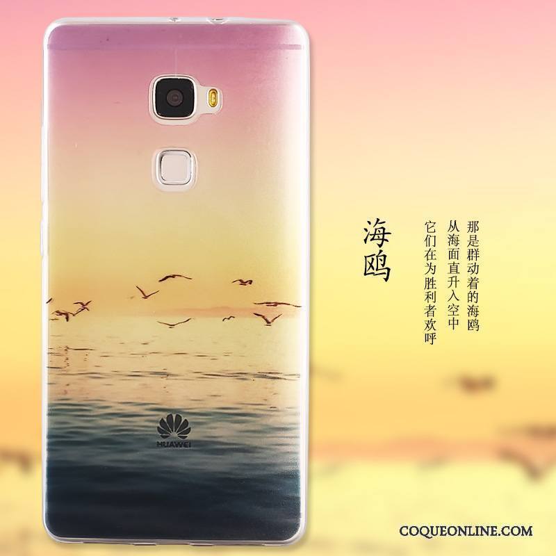 Huawei Mate S Dessin Animé Paysage Peinture Protection Étui Bleu Coque