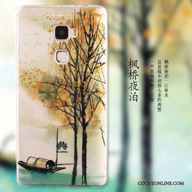 Huawei Mate S Dessin Animé Paysage Peinture Protection Étui Bleu Coque