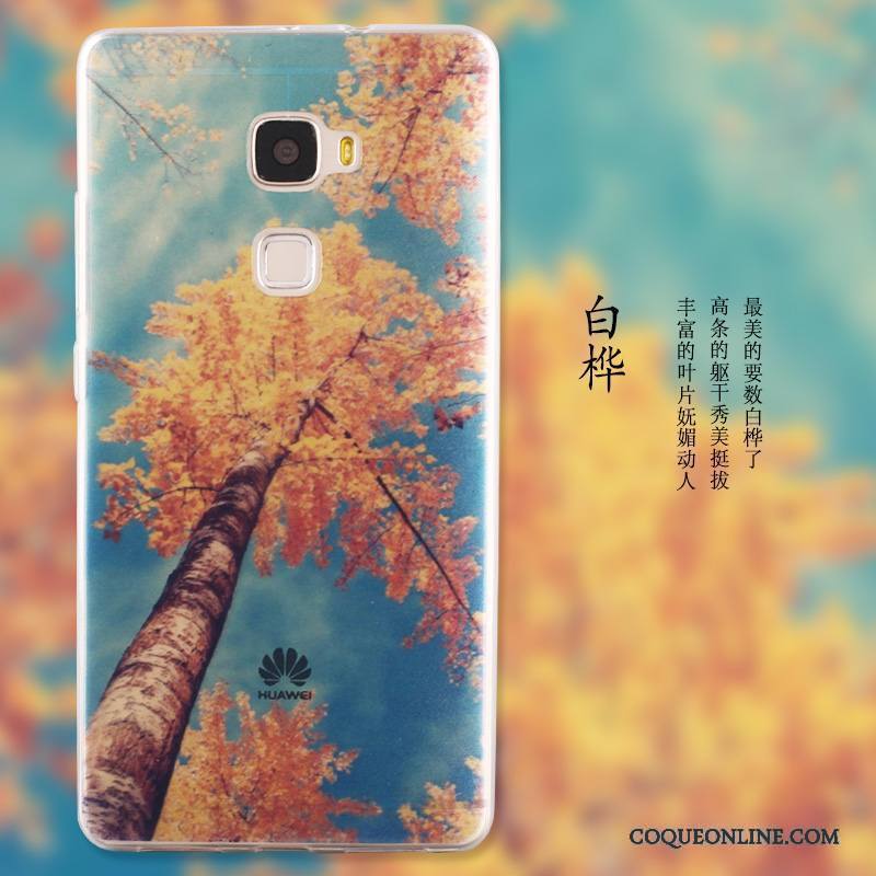 Huawei Mate S Dessin Animé Paysage Peinture Protection Étui Bleu Coque