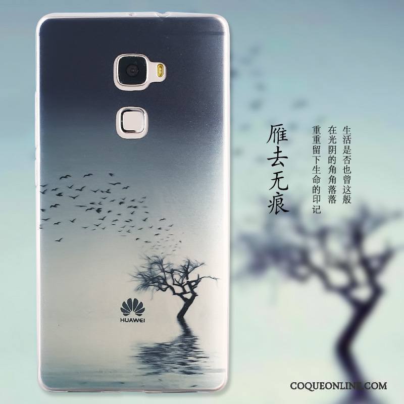 Huawei Mate S Dessin Animé Paysage Peinture Protection Étui Bleu Coque