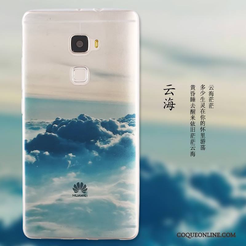 Huawei Mate S Dessin Animé Paysage Peinture Protection Étui Bleu Coque