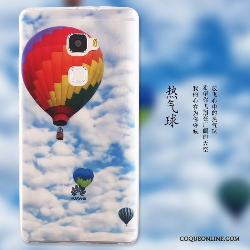 Huawei Mate S Dessin Animé Paysage Peinture Protection Étui Bleu Coque