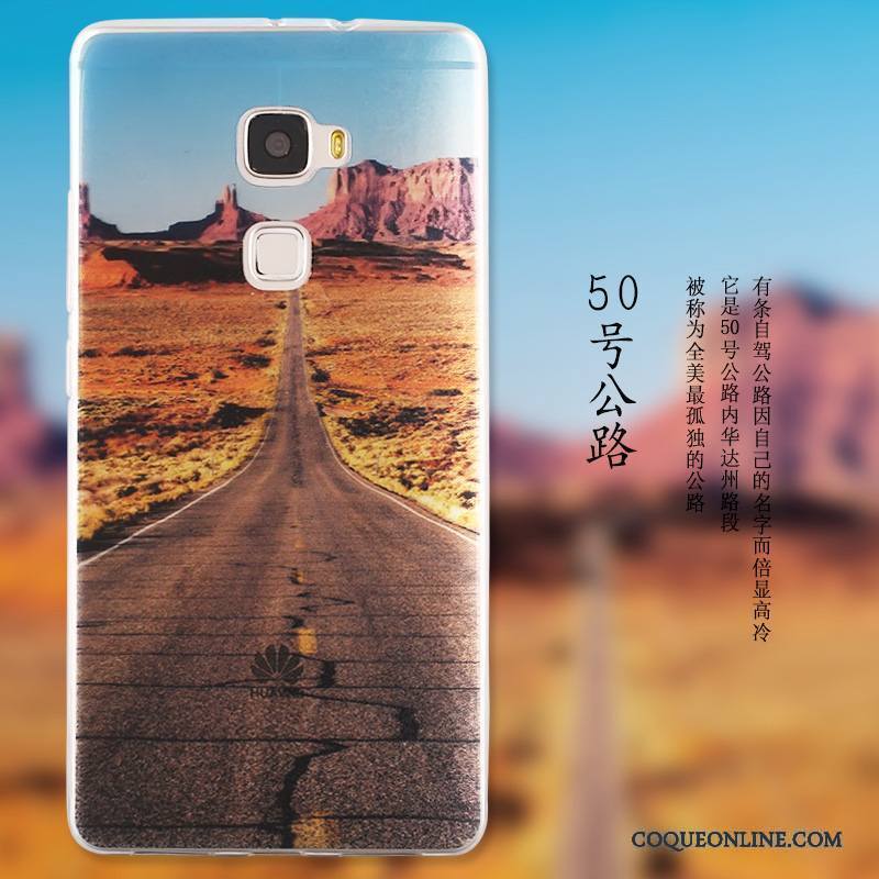 Huawei Mate S Dessin Animé Paysage Peinture Protection Étui Bleu Coque