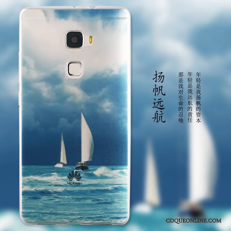 Huawei Mate S Dessin Animé Paysage Peinture Protection Étui Bleu Coque