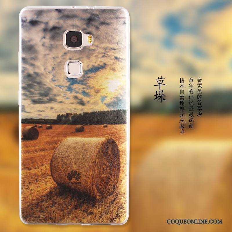 Huawei Mate S Dessin Animé Paysage Peinture Protection Étui Bleu Coque