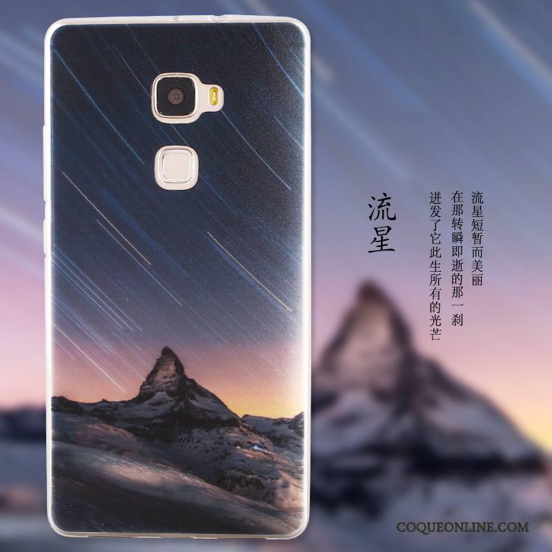 Huawei Mate S Dessin Animé Paysage Peinture Protection Étui Bleu Coque