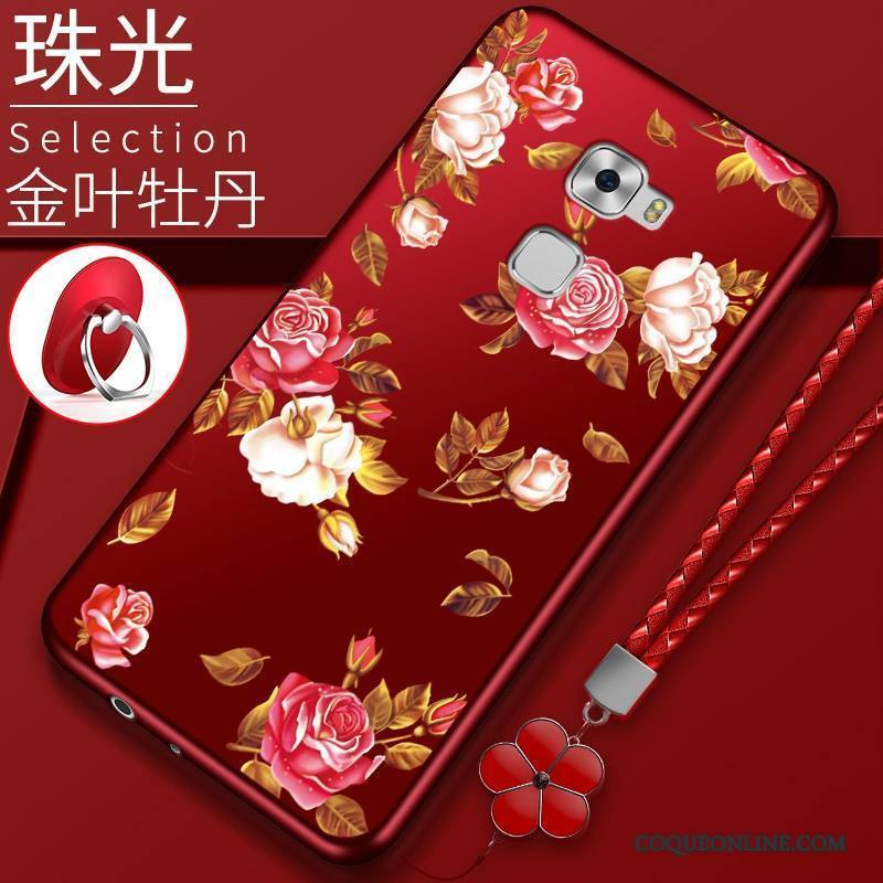 Huawei Mate S Rouge Étui Coque Silicone Tendance Protection Fleur De Pêche