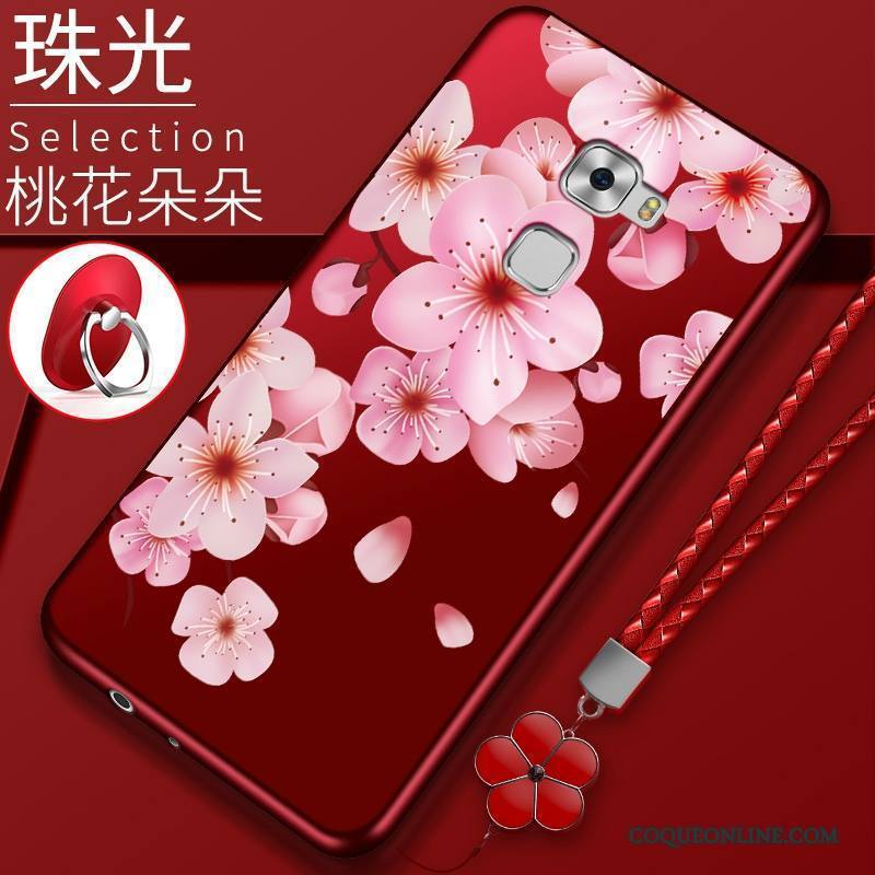 Huawei Mate S Rouge Étui Coque Silicone Tendance Protection Fleur De Pêche