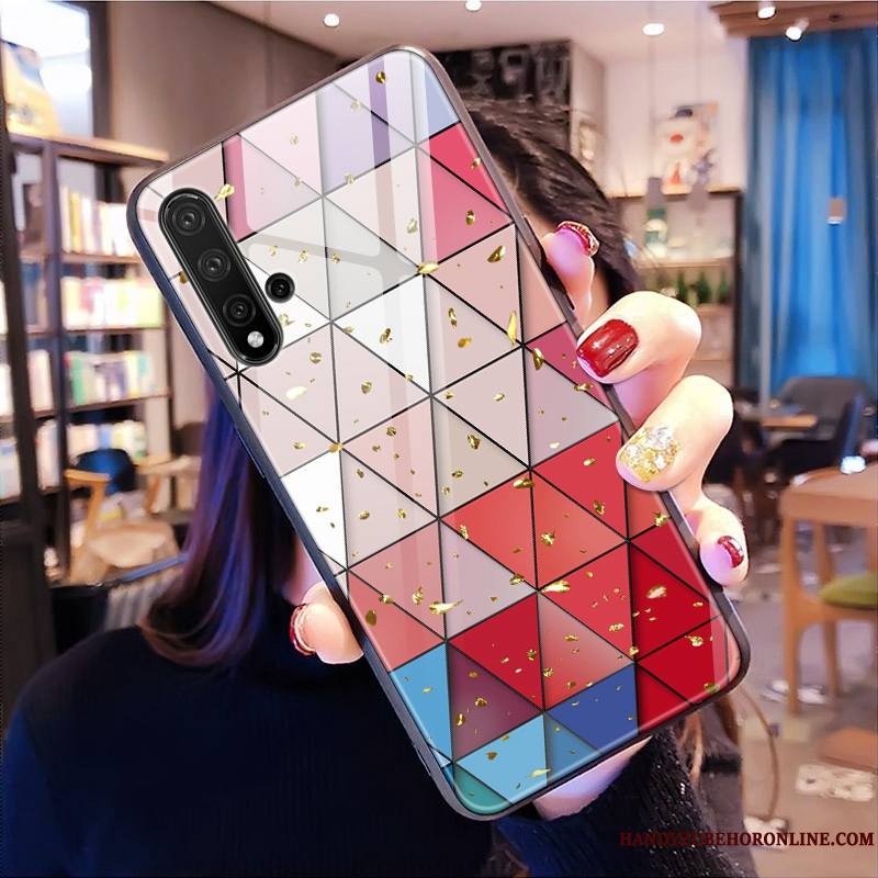 Huawei Nova 5t Coque Or Étui Protection Mode Verre Personnalité Net Rouge