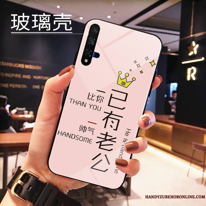 Huawei Nova 5t Coque Tendance Border Rose Étui Verre Trempé Protection Charmant