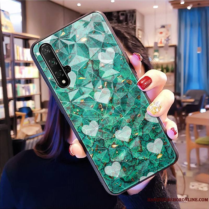 Huawei Nova 5t Marque De Tendance Coque De Téléphone Téléphone Portable Étui Losange Net Rouge Modèle Fleurie