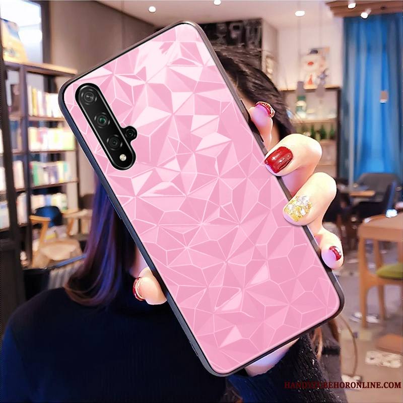 Huawei Nova 5t Marque De Tendance Coque De Téléphone Téléphone Portable Étui Losange Net Rouge Modèle Fleurie