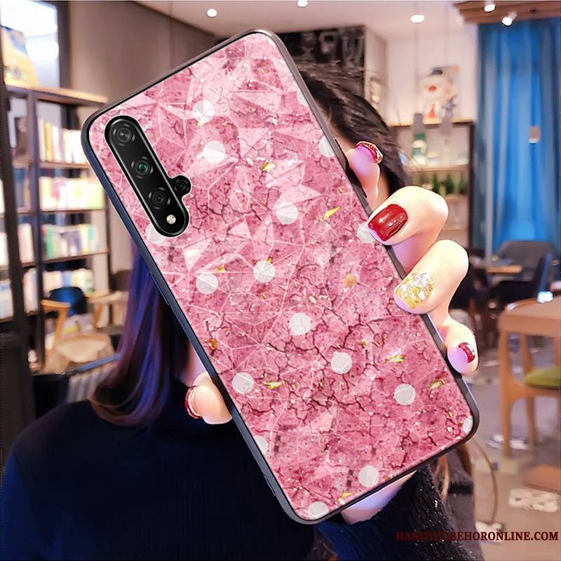 Huawei Nova 5t Marque De Tendance Coque De Téléphone Téléphone Portable Étui Losange Net Rouge Modèle Fleurie