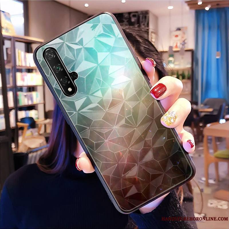 Huawei Nova 5t Marque De Tendance Coque De Téléphone Téléphone Portable Étui Losange Net Rouge Modèle Fleurie