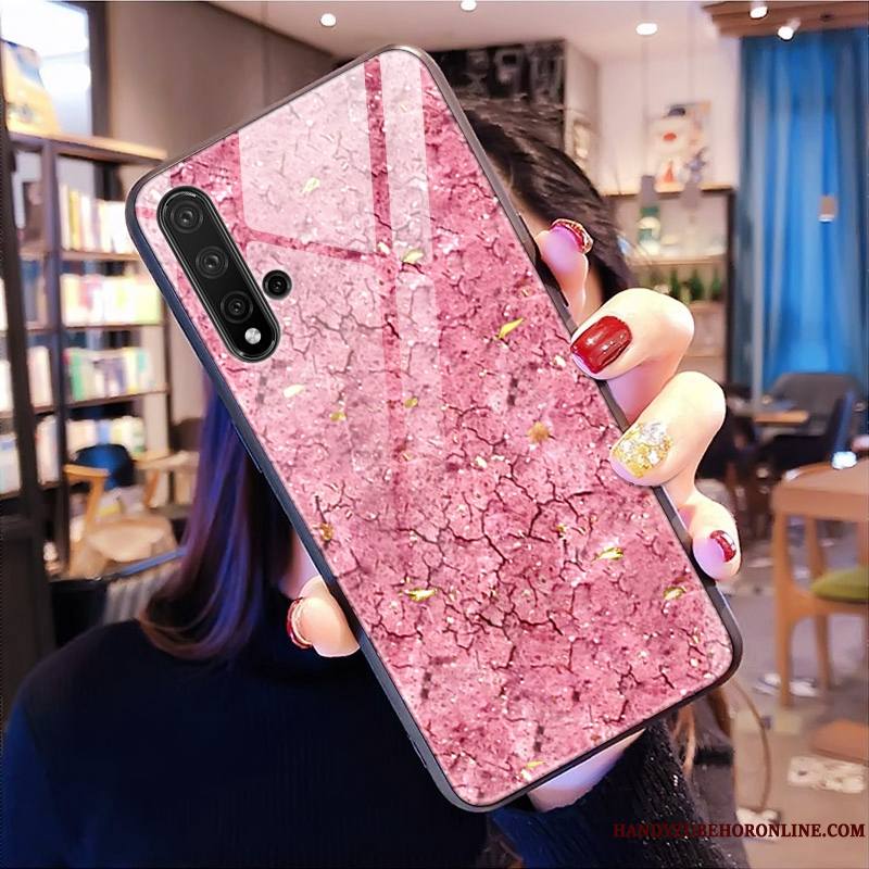 Huawei Nova 5t Modèle Fleurie Coque De Téléphone Protection Étui Violet Verre Marque De Tendance