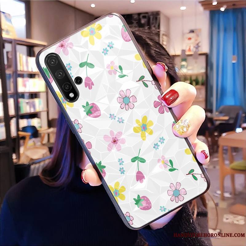 Huawei Nova 5t Net Rouge Modèle Fleurie Rose Coque De Téléphone Losange Tout Compris