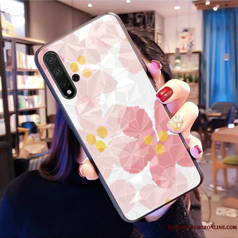 Huawei Nova 5t Net Rouge Modèle Fleurie Rose Coque De Téléphone Losange Tout Compris