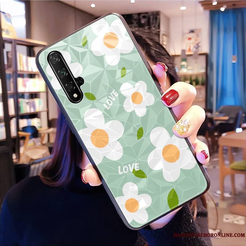 Huawei Nova 5t Petit Modèle Fleurie Dimensionnel Coque De Téléphone Vert Frais Net Rouge