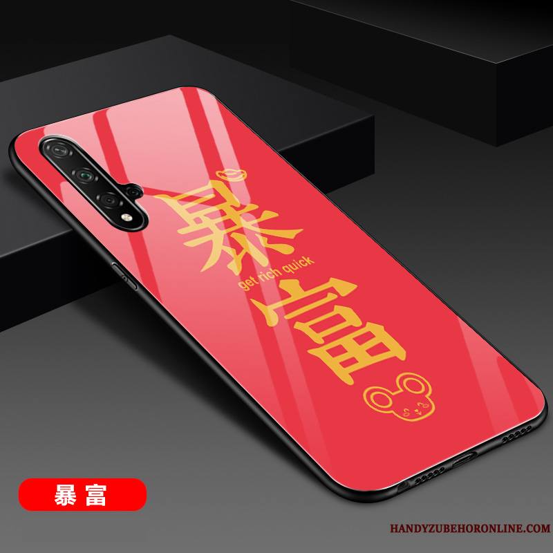 Huawei Nova 5t Silicone Nouveau Incassable Protection Rouge Coque Verre