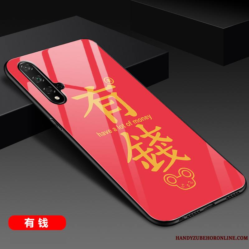 Huawei Nova 5t Silicone Nouveau Incassable Protection Rouge Coque Verre