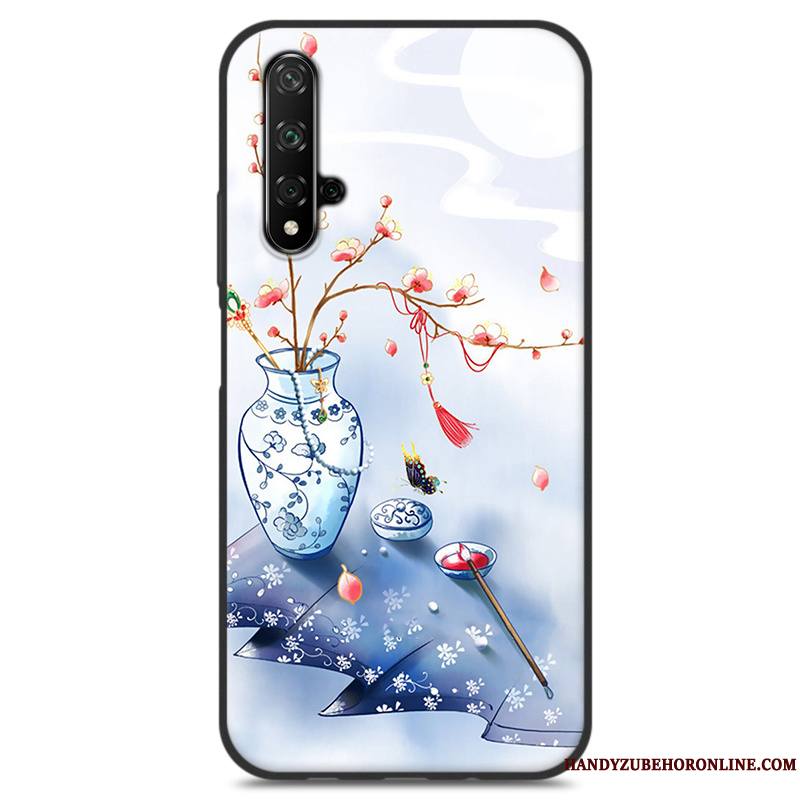 Huawei Nova 5t Style Chinois Coque De Téléphone Étui Bleu Silicone Incassable Frais