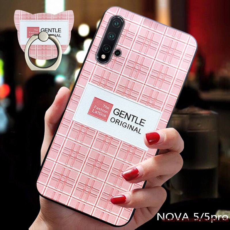 Huawei Nova 5t Étui Délavé En Daim Coque Noir Fluide Doux De Téléphone Tendance