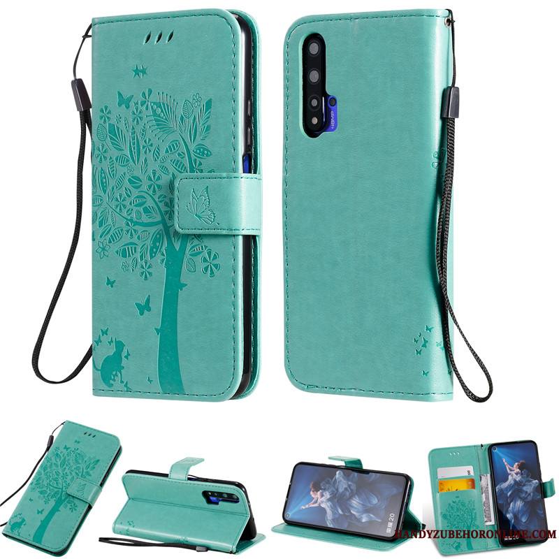 Huawei Nova 5t Étui En Cuir Coque De Téléphone Vert Tout Compris Fluide Doux Silicone