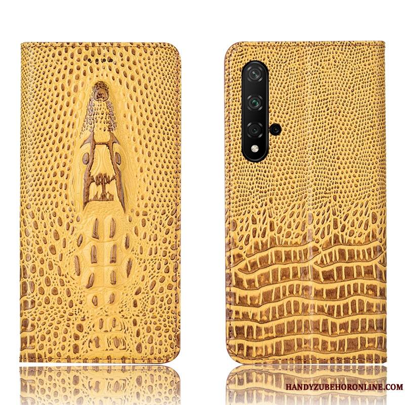 Huawei Nova 5t Étui Incassable Crocodile Protection Coque De Téléphone Housse Cuir Véritable