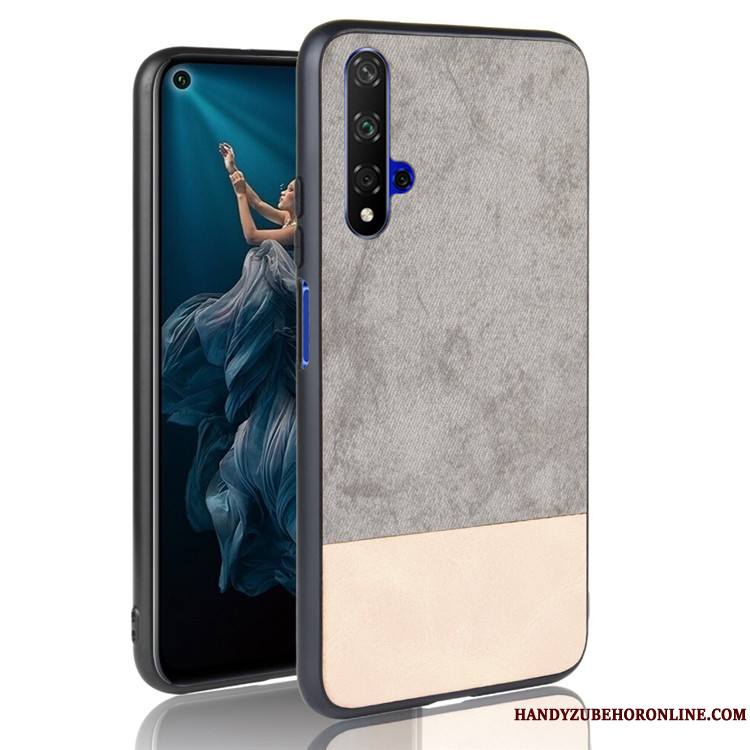 Huawei Nova 5t Étui Tendance Noir Coque De Téléphone Protection Tout Compris Couture Couleurs