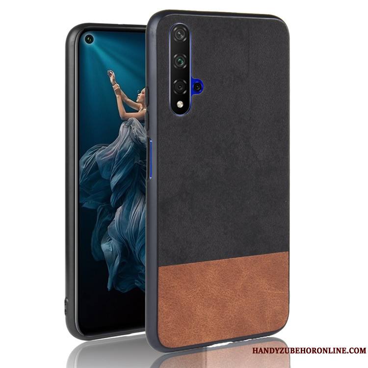 Huawei Nova 5t Étui Tendance Noir Coque De Téléphone Protection Tout Compris Couture Couleurs