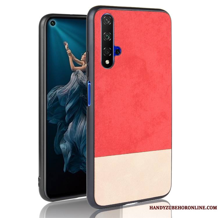 Huawei Nova 5t Étui Tendance Noir Coque De Téléphone Protection Tout Compris Couture Couleurs