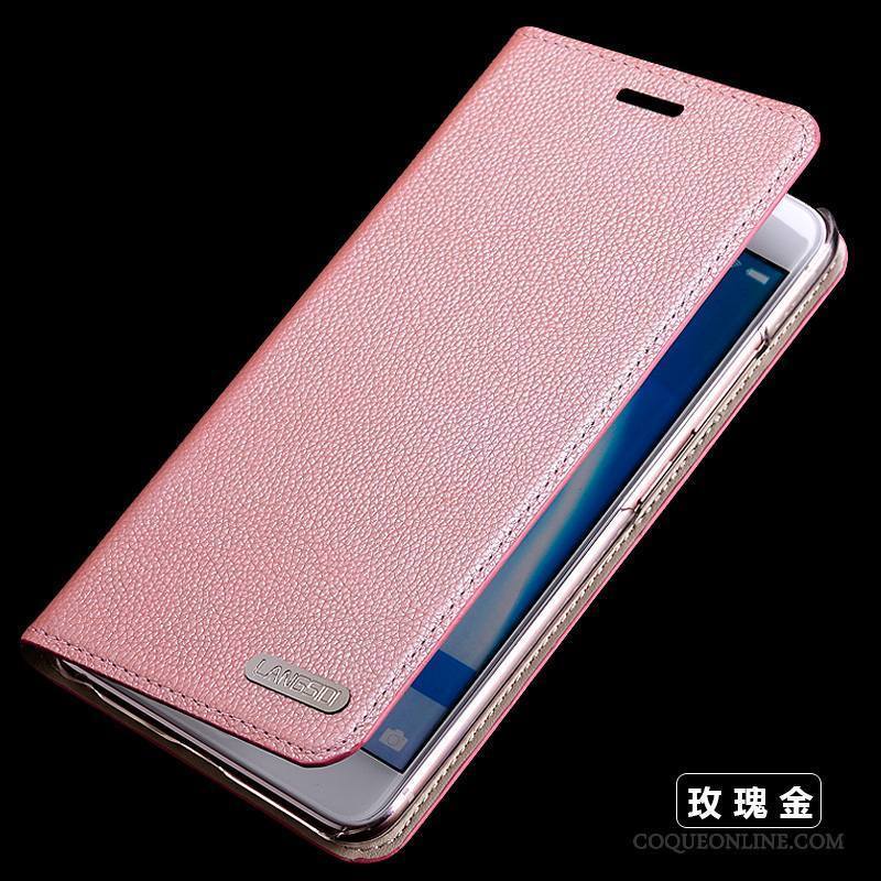 Huawei Nova Clamshell Protection Silicone Cuir Véritable Étui En Cuir Or Coque De Téléphone