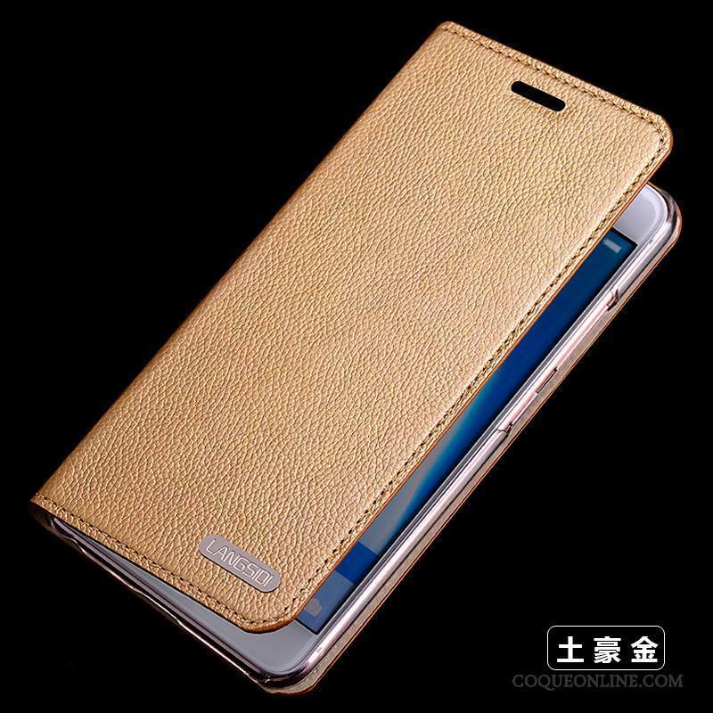 Huawei Nova Clamshell Protection Silicone Cuir Véritable Étui En Cuir Or Coque De Téléphone