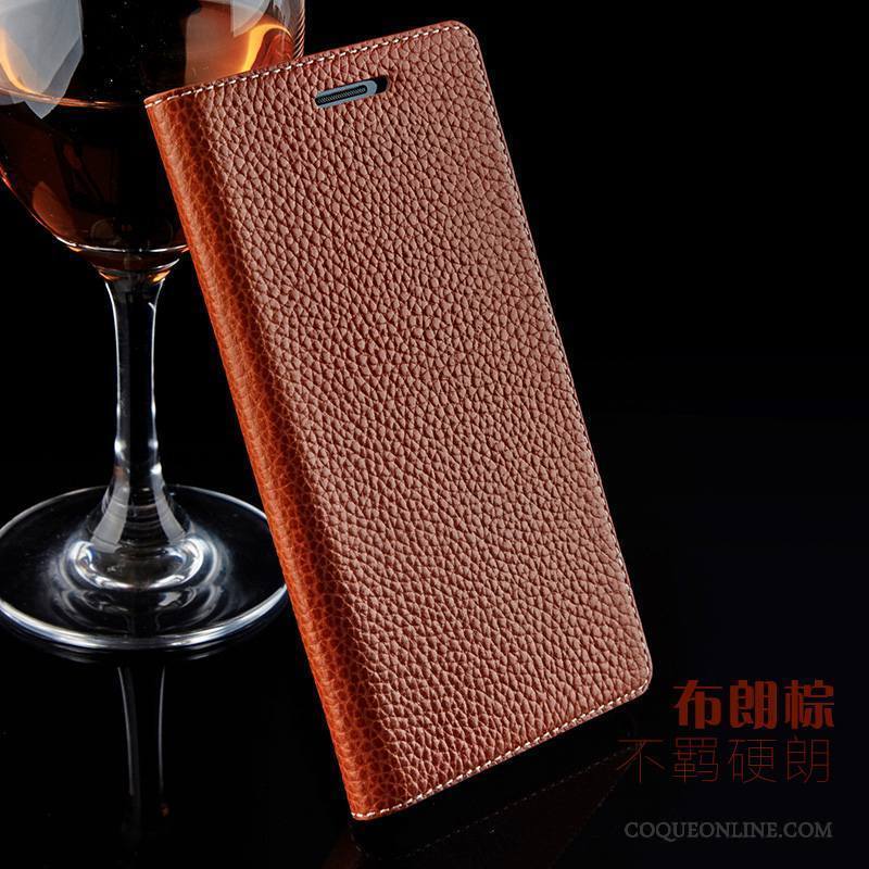 Huawei Nova Coque Cuir Véritable Fluide Doux Marron Clamshell Protection Incassable Difficile