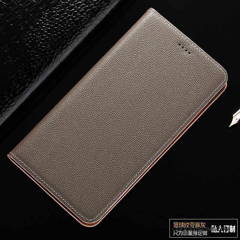 Huawei Nova Coque Gris Cuir Véritable Étui En Cuir Protection Housse Modèle Fleurie Téléphone Portable