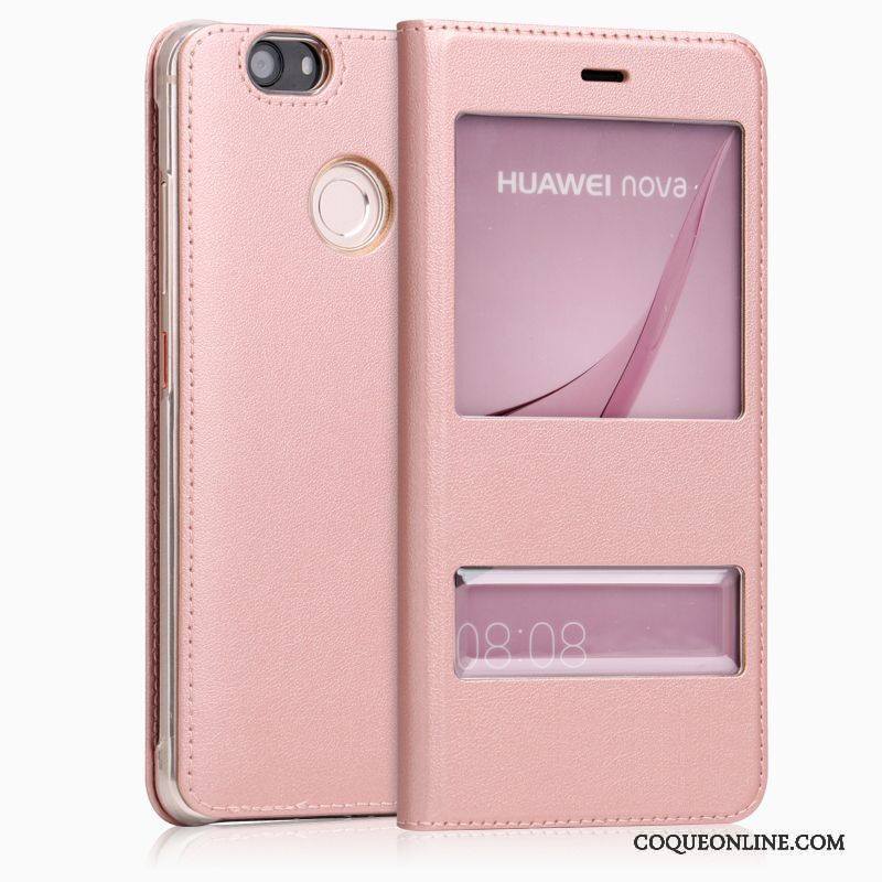 Huawei Nova Coque Incassable Housse Étui En Cuir Téléphone Portable Blanc Protection Étoile