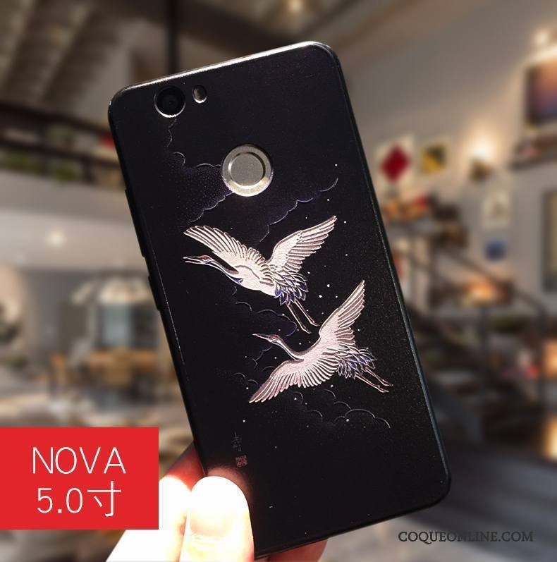 Huawei Nova Coque Jeunesse Tendance Silicone Étui Incassable Fluide Doux Noir