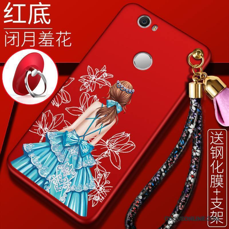 Huawei Nova Coque Jeunesse Étui Incassable Rouge Délavé En Daim Silicone Protection