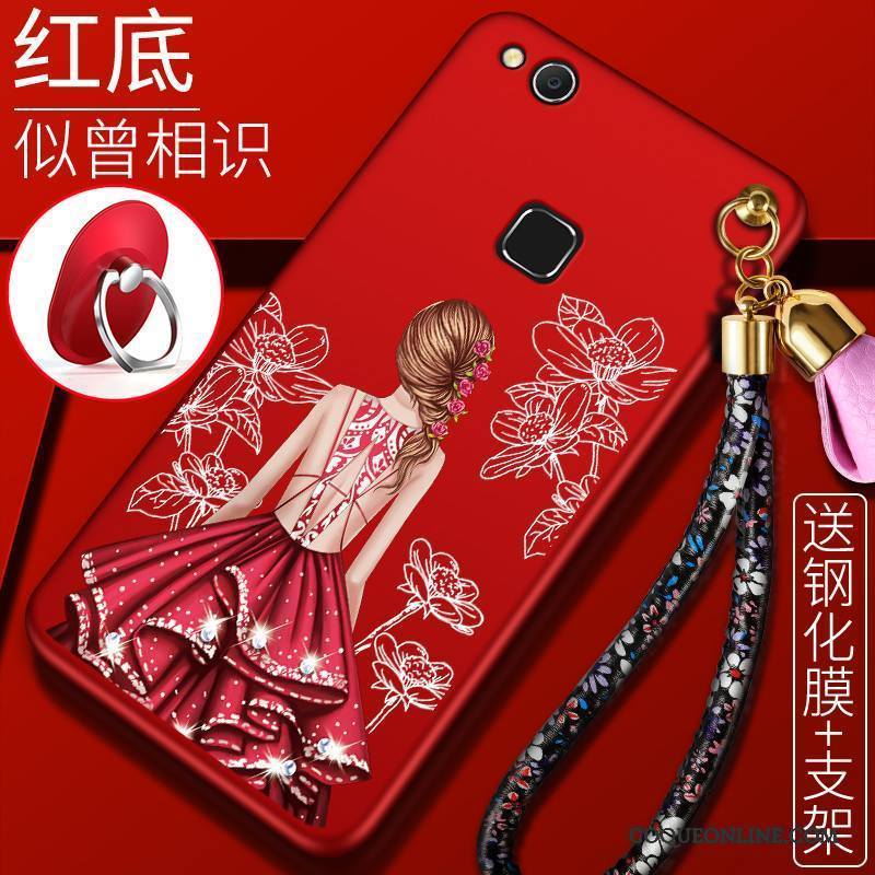 Huawei Nova Coque Jeunesse Étui Incassable Rouge Délavé En Daim Silicone Protection